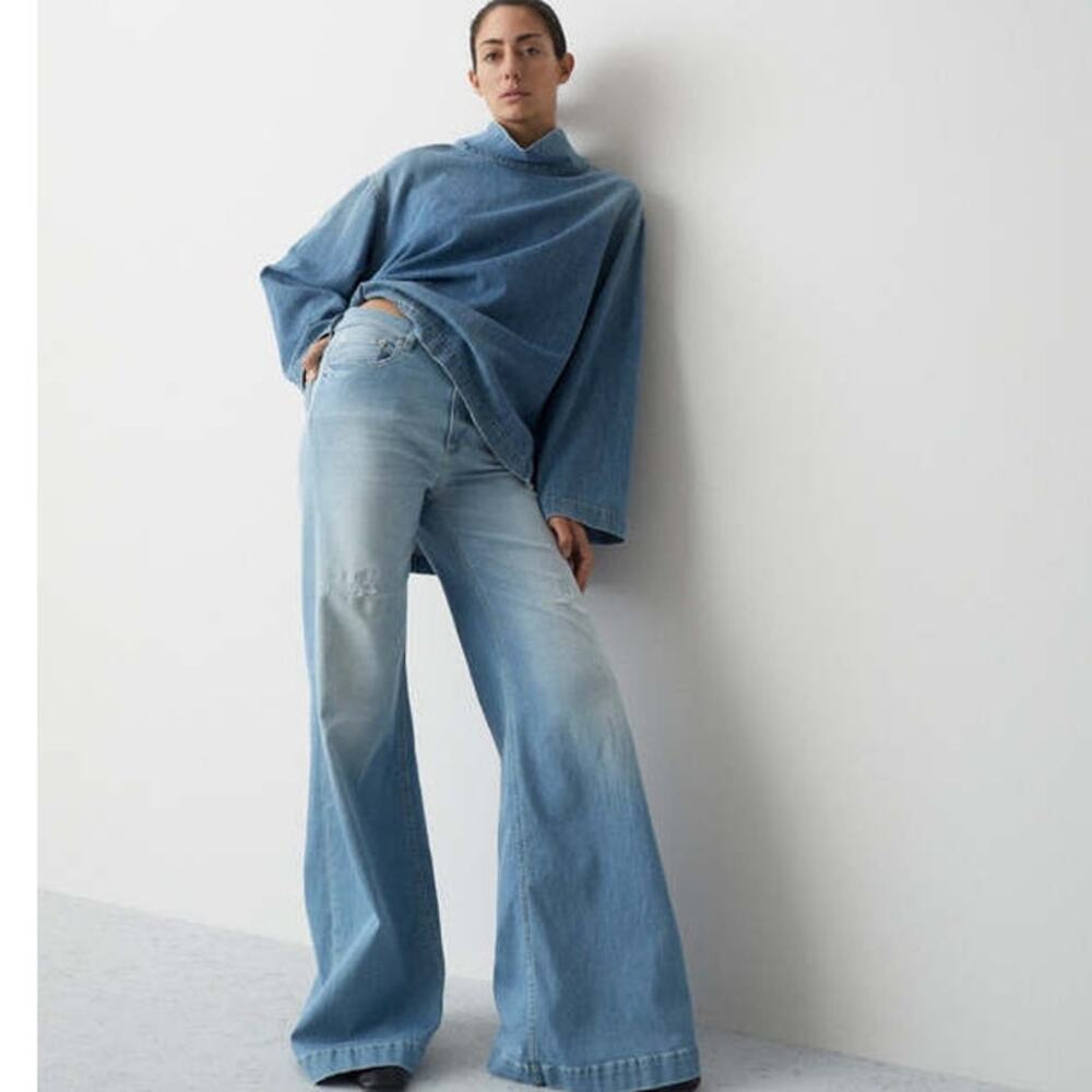 Closed Glow Up Wide Leg High Waisted Supper Soft Cotton Distressed Jeans 27 - Picture 2 of 16